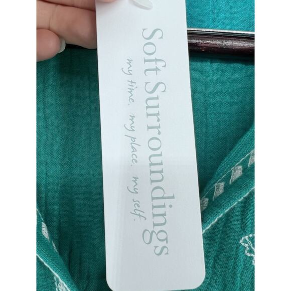 SOFT SURROUNDINGS Womens Jolie Tropical Green Embroidered Dress Size XS NWT - Picture 6 of 10